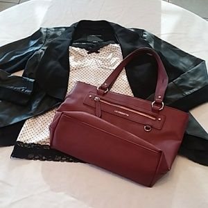 Maurice's Black Jacket & Polka Dot Tanktop Size:S